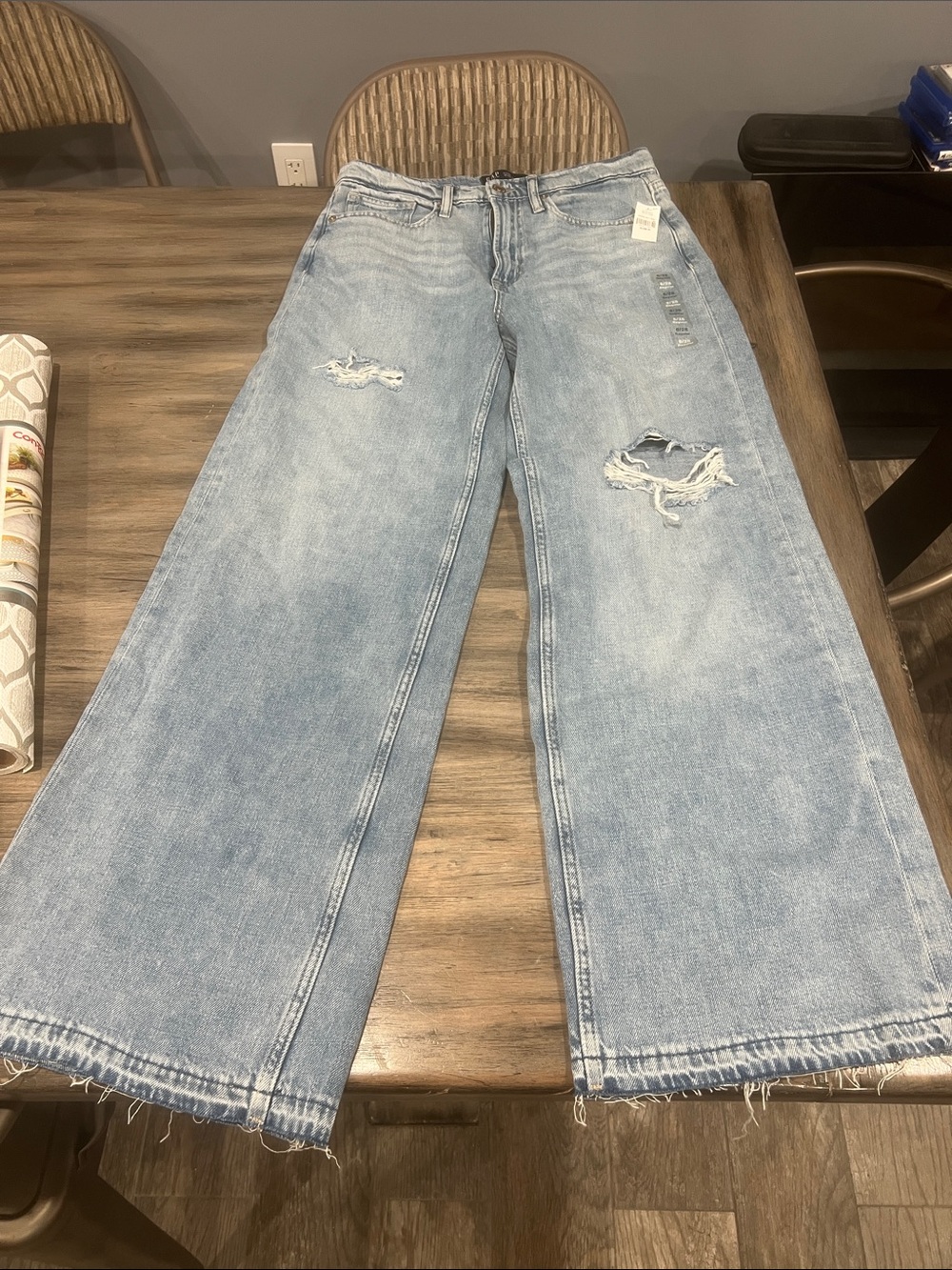 GAP Light Blue Wide-Leg Distressed Jeans